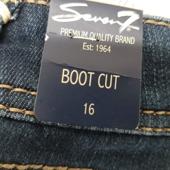 Seven 7 Womens Jeans Size 16 Bootcut Mid Rise Dark Wash Blue Denim Sz 16  34 x33 - Picture 3 of 5